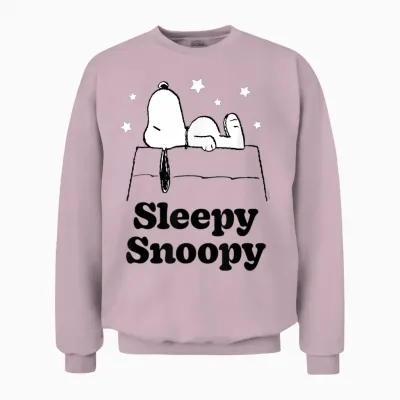 Peanuts Sleepy Snoopy Unisex Sweatshirt - Light Pink