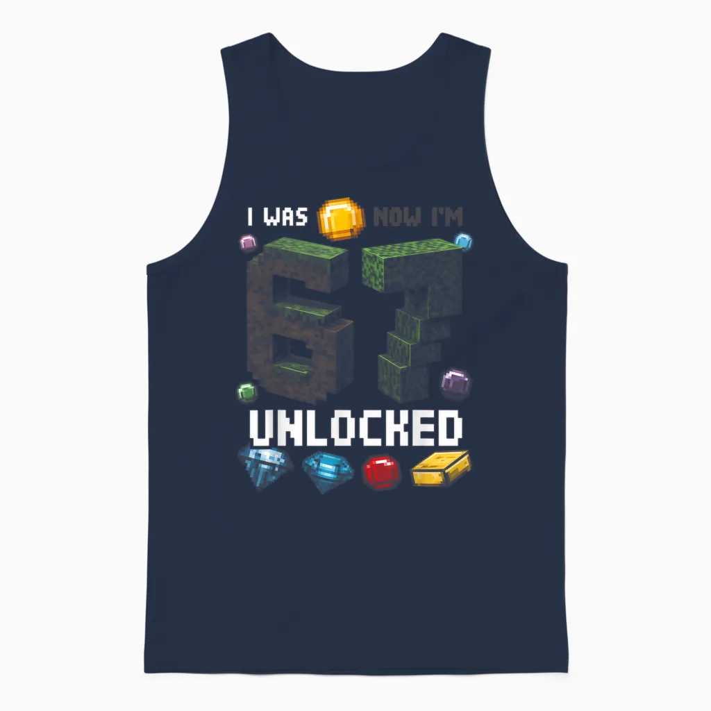 I Was 6 Now I'm 7 Unlocked Level Up Gamer 7e Anniversaire Unisex Tank Top in Navy