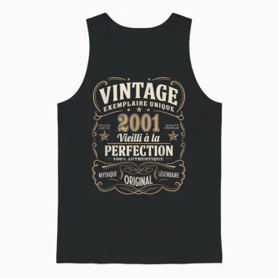 24 Years Man 2001 Birthday T Shirt 24 Years Man 2001 T-Shirt, Black, S Unisex Tank Top - Black