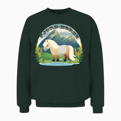 Norwegian Fjord Horse on Grass- Horses Unisex Sweatshirt - Forest