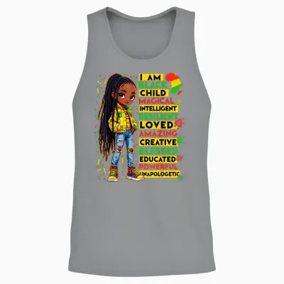 I Am Black Child History Month African American Kids Girls Unisex Tank Top - Sport Grey