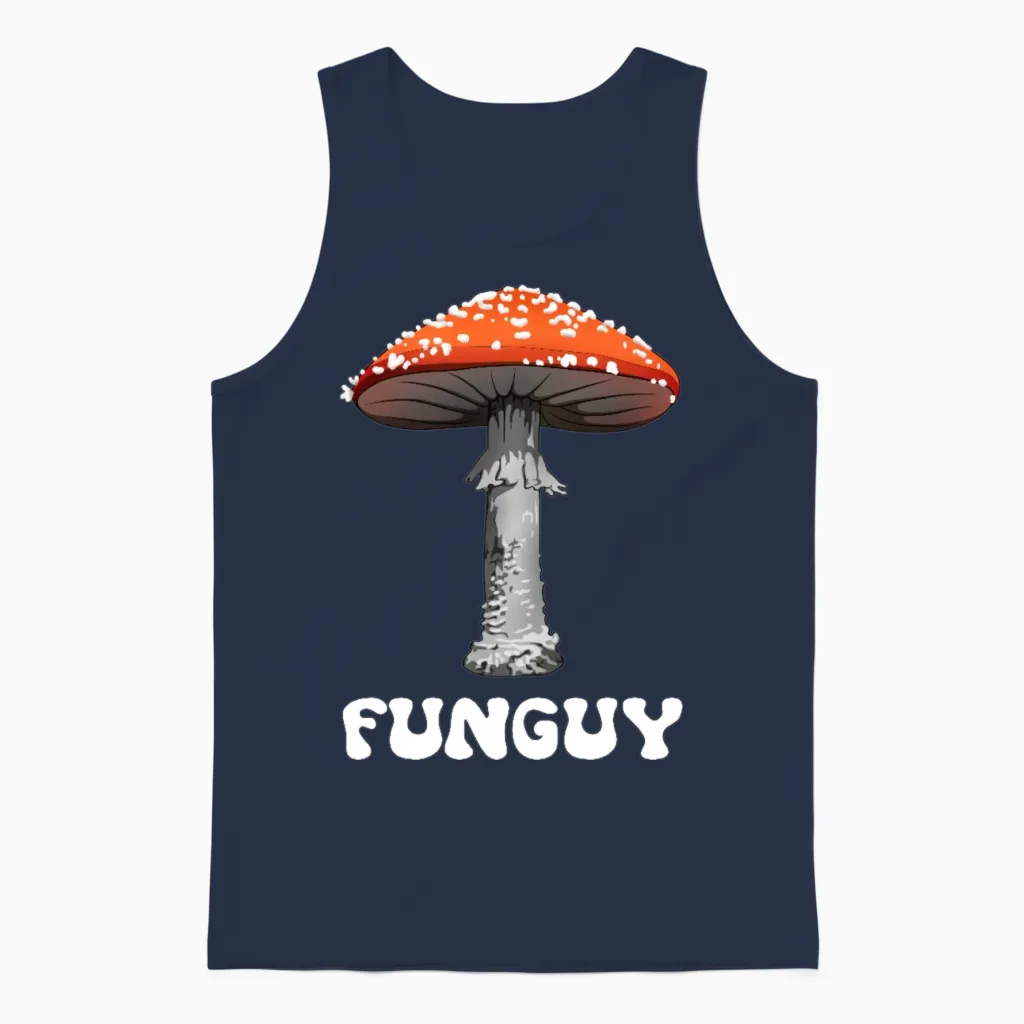 Funguy Funny Fungi Fungus Mushroom Funny Guy Unisex Tank Top in Navy