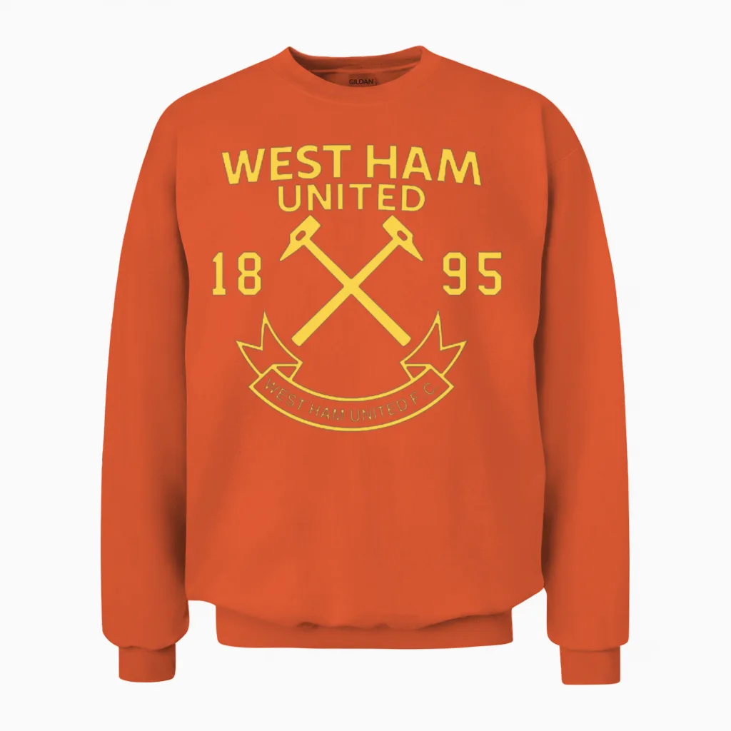 West Ham United Chest Crest Birthday Chirstmas Unisex Sweatshirt in Orange