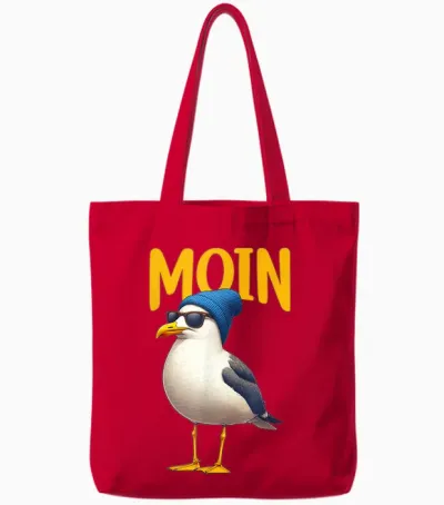 Moin Möwen Vogel Meer Hamburg Plattdeutsch Maritim Gruß Tote Bags - Red