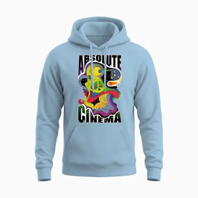 Psychedelic Alien Cinema Burst Unisex Hoodie - Light Blue