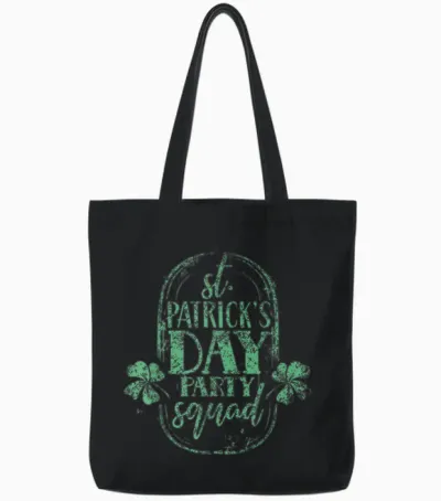 St Patrick's Day Party Squad Green Birthday St Patricks Day Tote Bags - Black