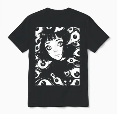 Horror Anime Manga | Japan Japanese Creepy Kawaii Goth T-Shirt, Black Unisex T-Shirt - Black
