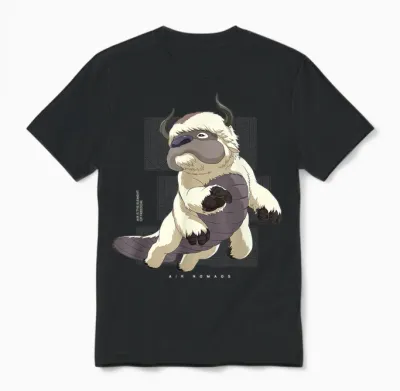Avatar the Last Airbender Appa Flying Bison Air Nomads T-Shirt, Black Unisex T-Shirt - Black
