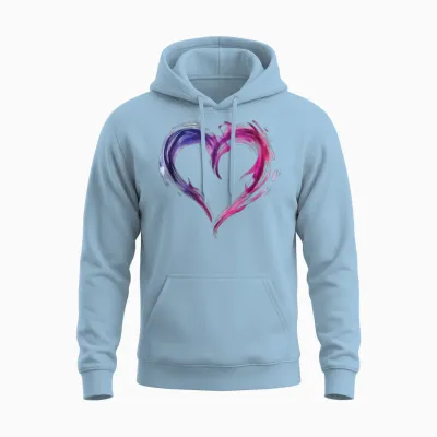 Gemischte Leidenschaft Herz Grafik Lila Blau Pink Kunst Unisex Hoodie - Light Blue