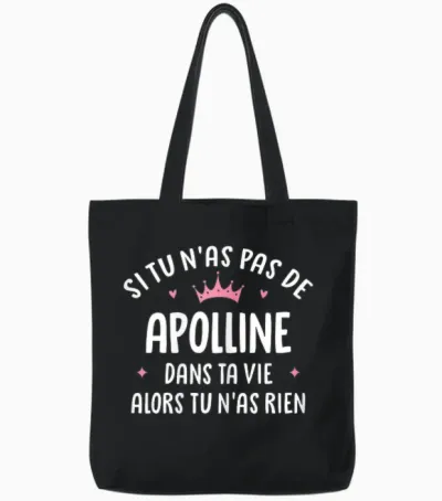 Woman Girlfriend Funny Personalized Gift Apolline Name Tote Bags - Black