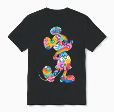 Disney Mickey Mouse Pride Pose Rainbow Icon Fill Doodles Unisex T-Shirt - Black