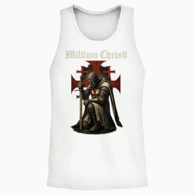 Militum Christi - Knight Templar Catholic Unisex Tank Top - White