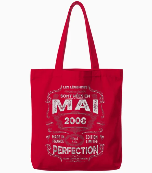 Vintage Les Légendes Sont Nées En Mai 2008 18e Anniversaire Tote Bags in Red