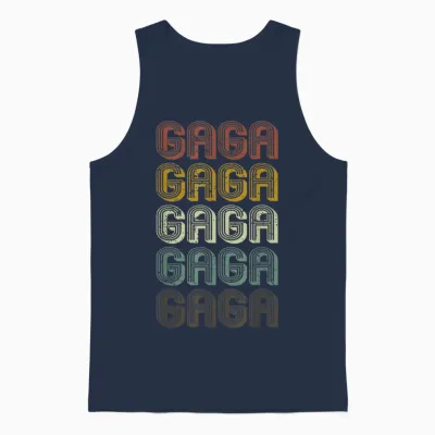 Retro Gaga First Name Personalized Gaga Groovy Vintage Unisex Tank Top - Navy