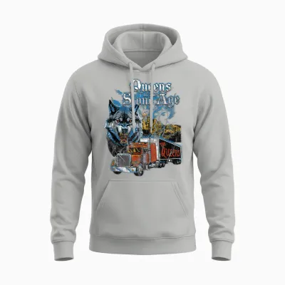 Queens of the Stone Age Wolf Skyline Hard Rock Unisex Hoodie - Ash