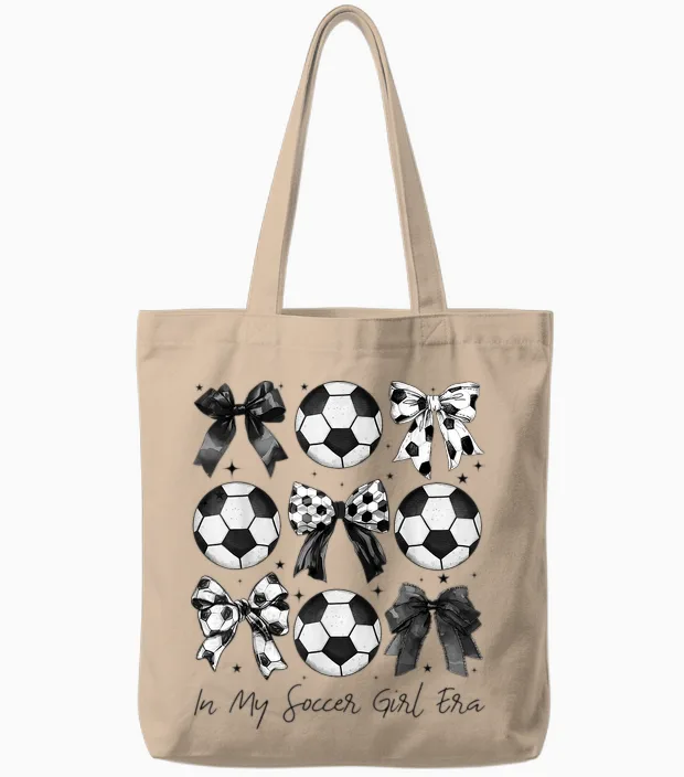 Soccer Shirt in My Soccer Girl Era Retro Groovy Soccer Girl Tote Bags in Natural
