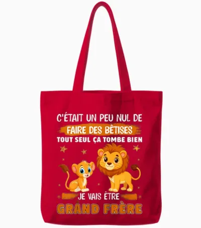 Child Future Announcement Pregnancy Big Brother I Will Be Big Brother T-Shirt, Black, 2 Tote Bags - Red
