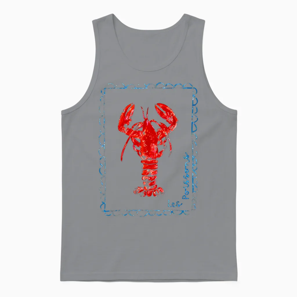 Vintage Red Lobster Unisex Tank Top in Sport Grey