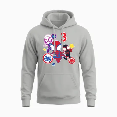 Kinder Marvel Spidey and His Amazing Friends 3 Year Old Birthday Unisex Hoodie - Ash