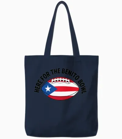 Here for the Benito,puerto Rico Flag Football Ball Tote Bags - Navy