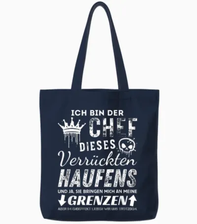 Stolzer Chef Dieses Verrückten Bunen Funny Chef Sayings T-Shirt, Black Tote Bags - Navy