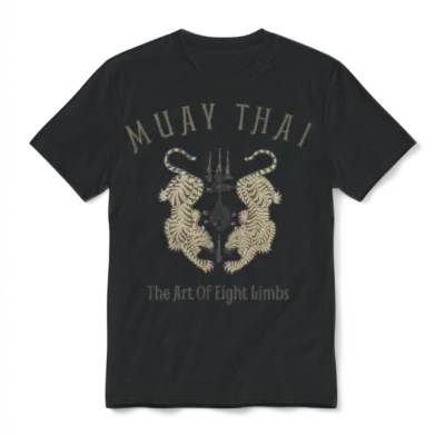 Muay Thai Shirt Thai Boxing Vintage Art of Eight Limbs Mma Gift Tiger Unisex T-Shirt - Black