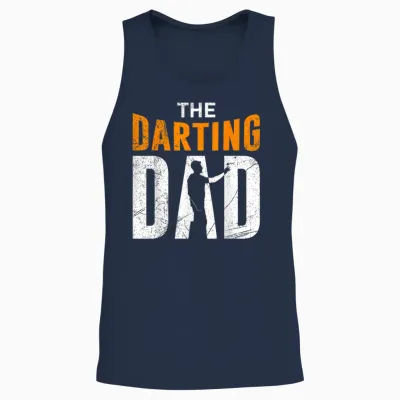 The Darting Dad Dart Player Dad Darts T-Shirt, Black Unisex Tank Top - Navy