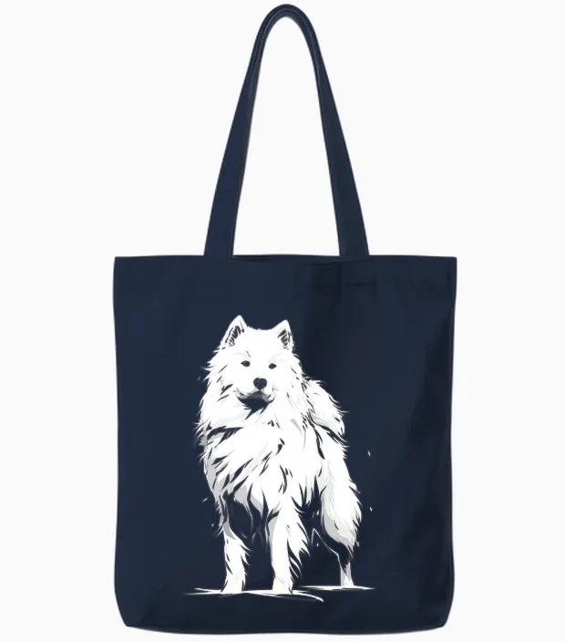 Motif Chien Samoyède Manche Longue Tote Bags in Navy