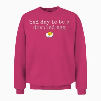 Retro Funny Thanksgiving Dinner Bad Day to Be a Deviled Egg Unisex Sweatshirt - Heliconia