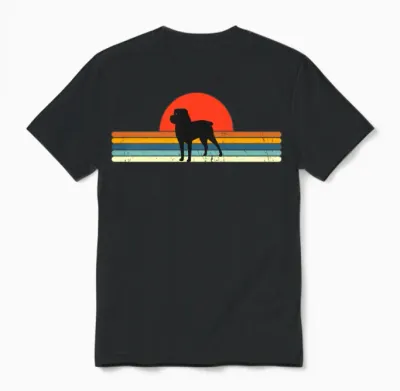 Vintage Dog Retro Sunset Unisex T-Shirt - Black