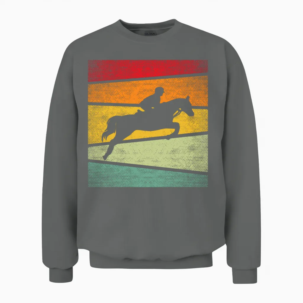 Horse Retro Lovers Gift Unisex Sweatshirt in Graphite Heather