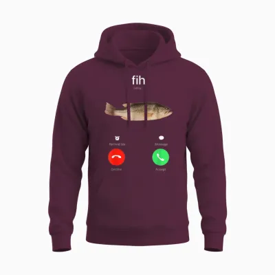 Fih Calling Remind Me Message Decline Accept Phone Call Fish Unisex Hoodie - Maroon