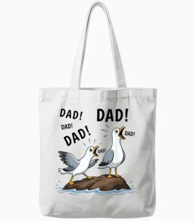 Papa Möwe Funny Daddy Möwen Vatertag Humor Cool Tote Bags - White