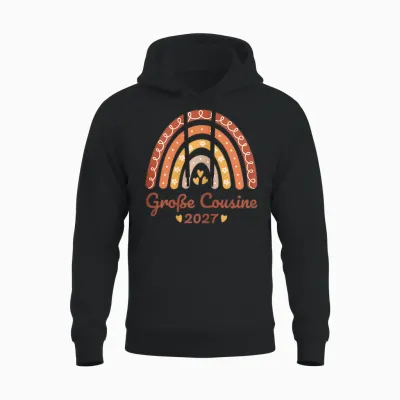 Große Cousine 2027 Regenbogen Nachwuchs Verkünden Kinder Unisex Hoodie - Black