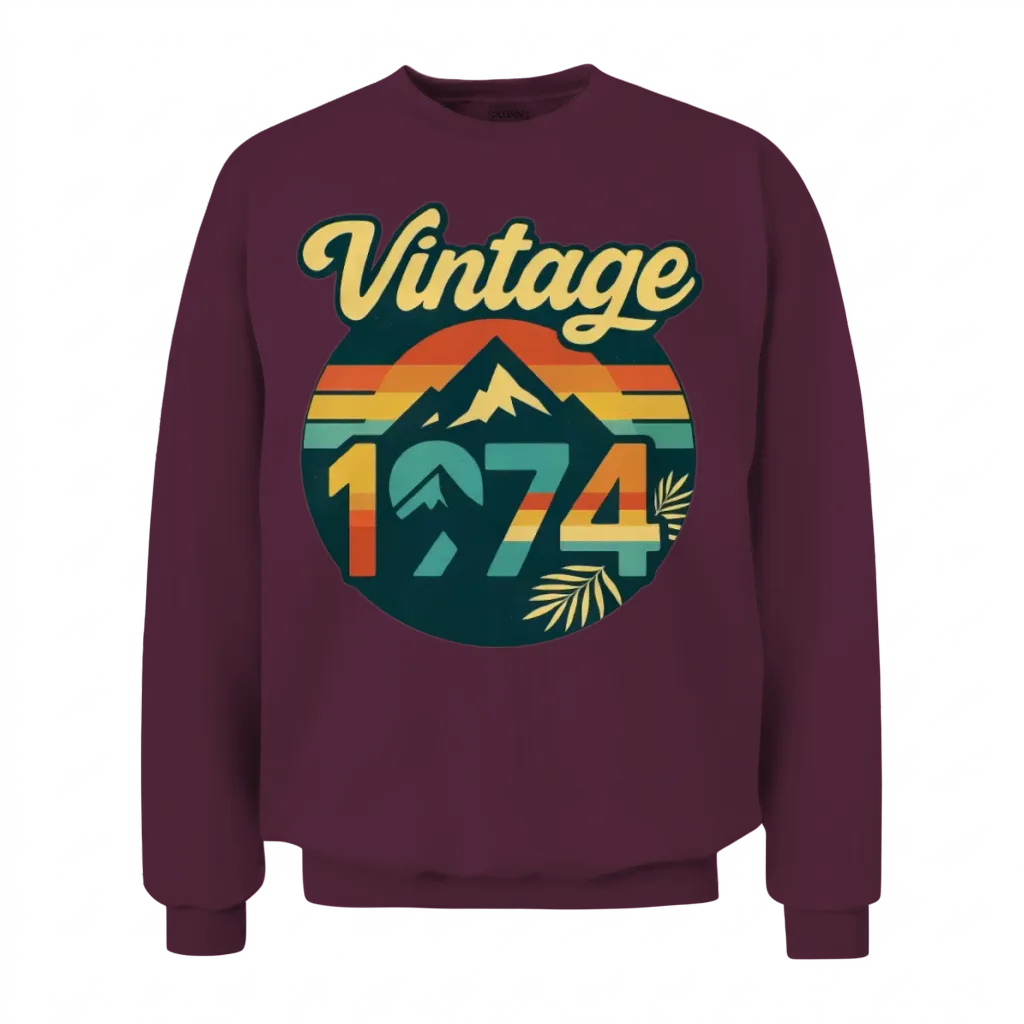 Vintage 1974 Classic Birthday Gift - Retro Unisex Sweatshirt - Maroon