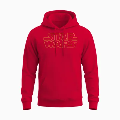 Star Wars Basic Logo Yellow T-Shirt, Black Unisex Hoodie - Red