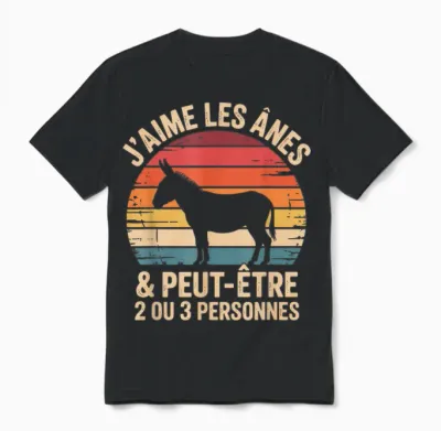 Idea T-Shirt Cute Donkey Boy Girl Woman I Love Donkeys Unisex T-Shirt - Black