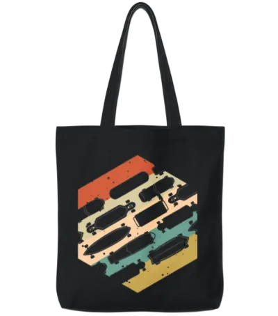 Retro Vintage Skateboards Tote Bags - Black