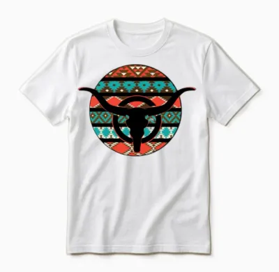 Retro Cow Skull Unisex T-Shirt - White