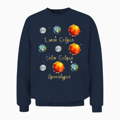 Lunar Eclipse Solar Eclipse and Apocalypse Unisex Sweatshirt - Navy