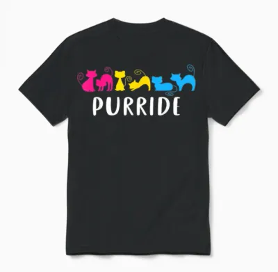 Chats Purride Fierté Pansexuelle Lgbtq Couleurs Drapeau Pan Unisex T-Shirt - Black