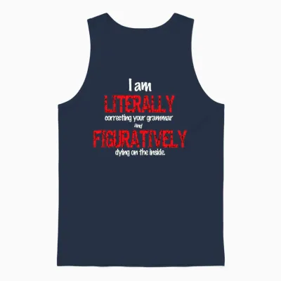Correcting Grammar Unisex Tank Top - Navy