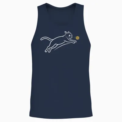 Chat Pickleball Drôle Minimaliste Ligne Poursuite Balle Fans Unisex Tank Top - Navy