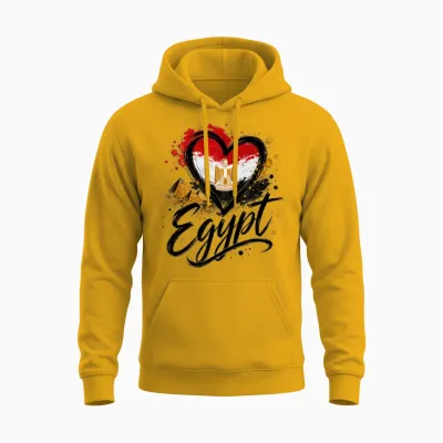 Drapeau Pyramide En Forme De Cœur Avec Inscription « I Love Egypt » Unisex Hoodie - Gold