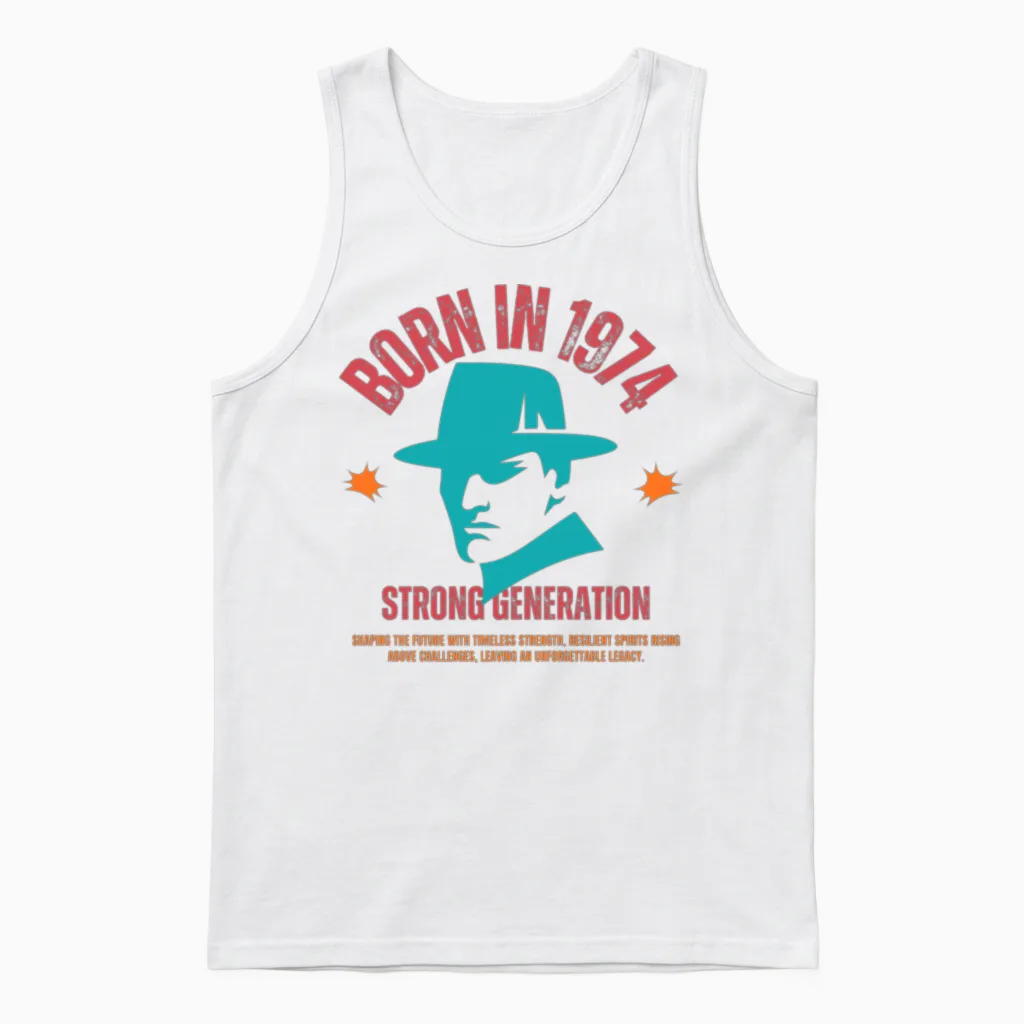 Born in 1974 -Strong Generation Unisex Tank Top in White
