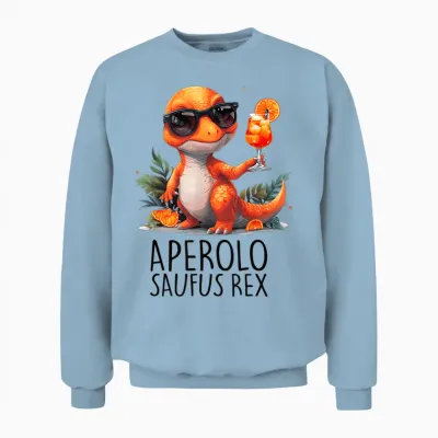 Aperolo Saufus Rex X Hallöchen Aperöchen Dino Spray T-Shirt, White Unisex Sweatshirt - Light Blue