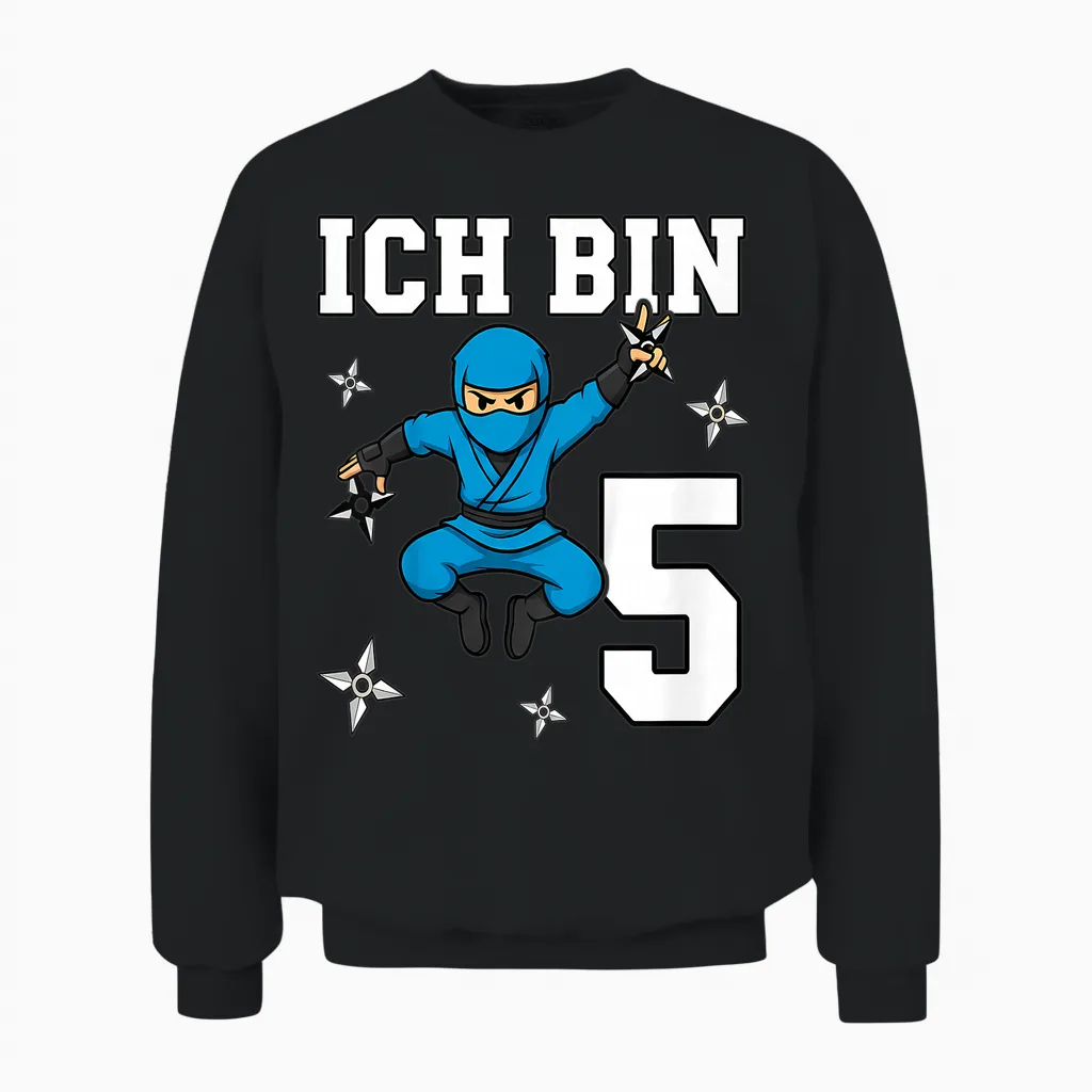 Ich Bin 5 Ninja Geburtstag 5 Jahre Junge Karate Unisex Sweatshirt in Black