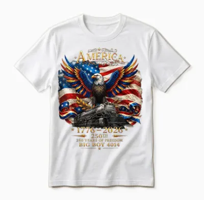 Big Boy 4014 Train Usa 250th Anniversary Patriotic American Unisex T-Shirt - White