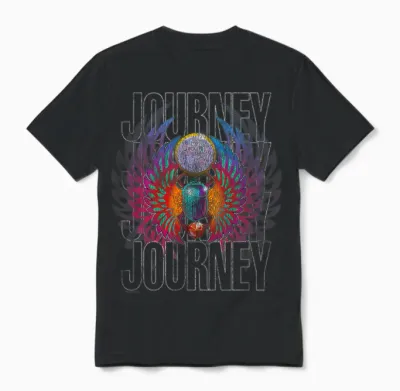 Journey Infinity Wings Vivid Scarab Vintage Band Unisex T-Shirt - Black