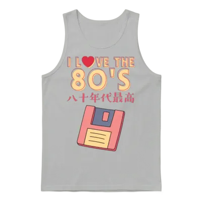 80s Retro Floppy Disk Unisex Tank Top - Ash
